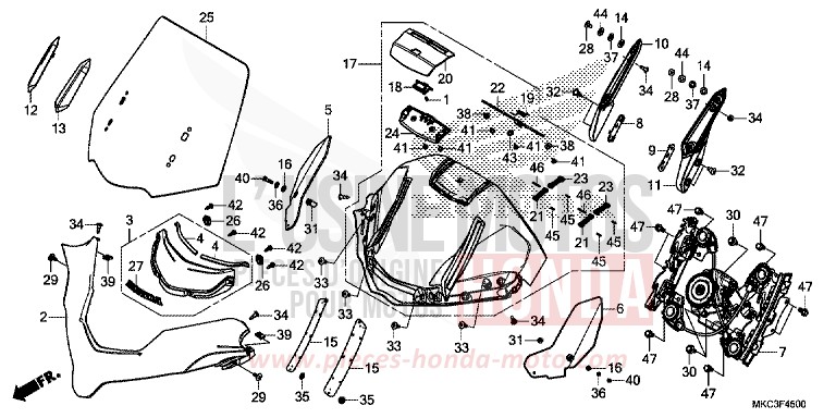 WINDSCREEN for Gold Wing CANDY ARDENT RED (R367) from 2018